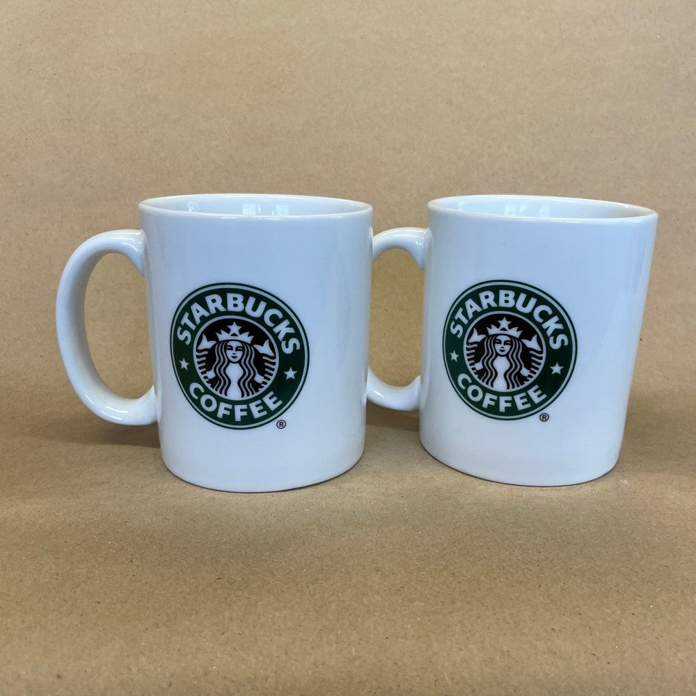 Starbucks White with Green Siren Logo Mugs-2006 Pair
